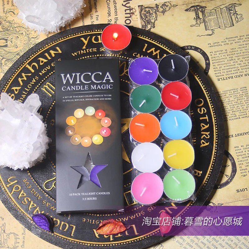 

10PCS Ritual Magic Tealight Candle Wicca Ceremony Pray Candle Gree Pink Black Candle Love and Self-Love