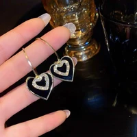 2022 new fashion exquisite heart set rhinestone tassel c shape earrings french vintage party jewelry exquisite gifts wholesale