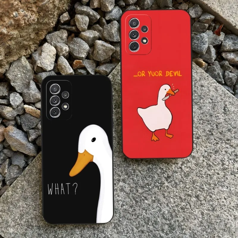 

Goose Duck Funny Phone Case For Sumsung S23 S22 S21 Plus Ultra A13 A23 A33 A53 A52 A51 A22 A30 A32 A50 Black Soft Cover