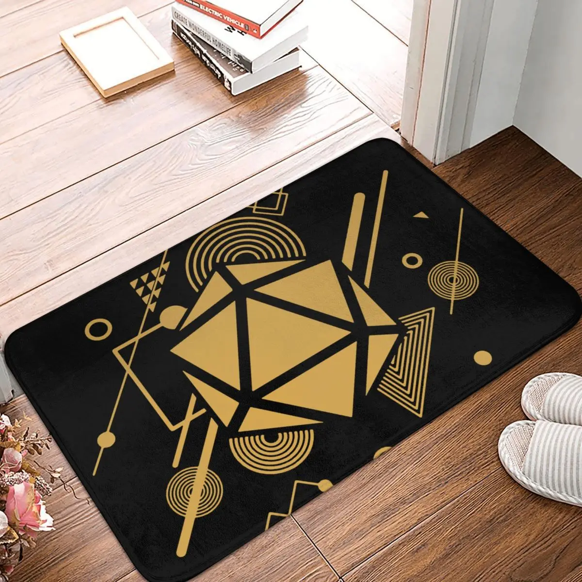 

DnD Game Non-slip Doormat Retro Narrator Polyhedral D20 Dice Bath Bedroom Mat Outdoor Carpet Flannel Pattern Decor