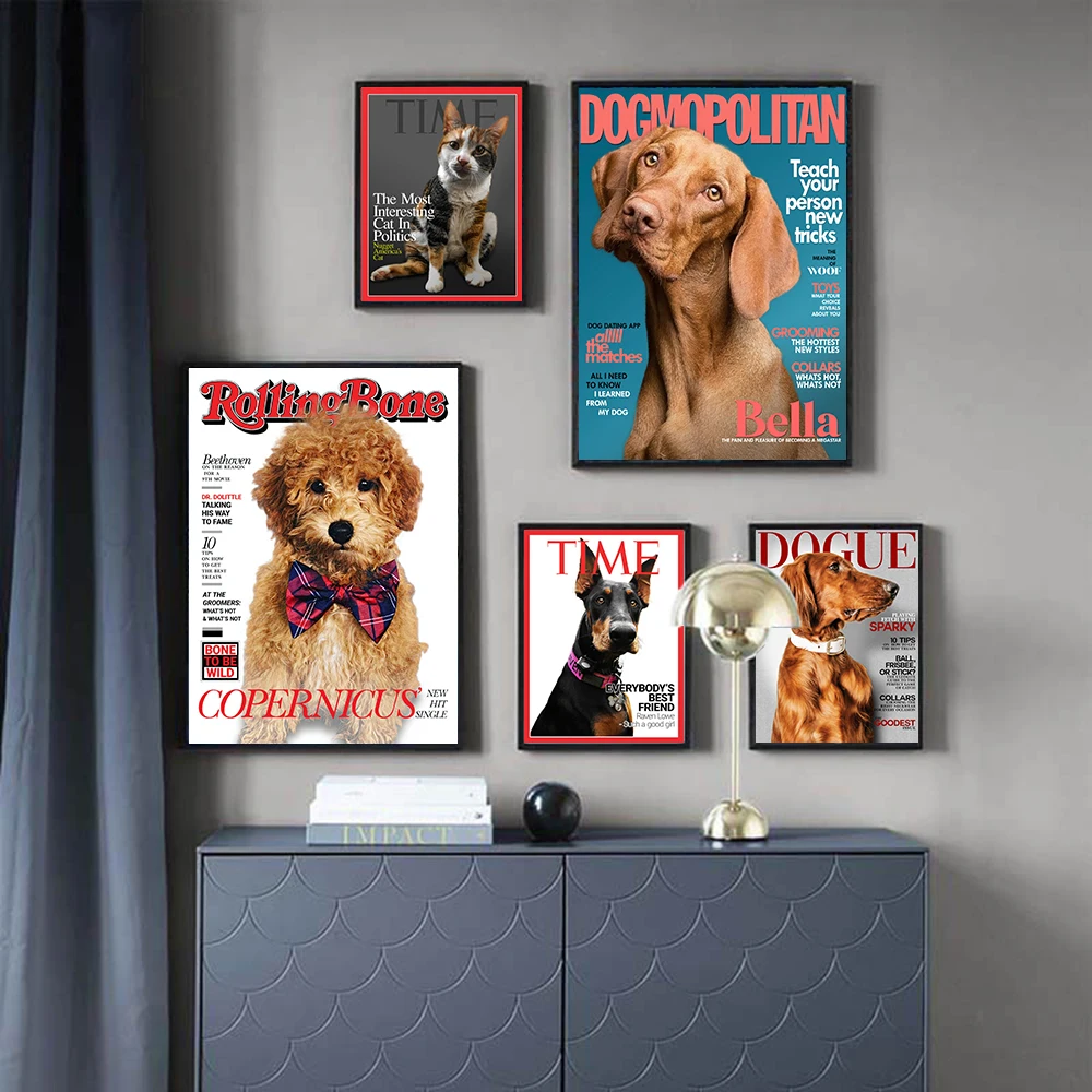 

Pet Portraits Poster Magazine Covers Canvas Painting Moden Animals Art Print Fashion Dog Wall Picture For Living Room Home Decor