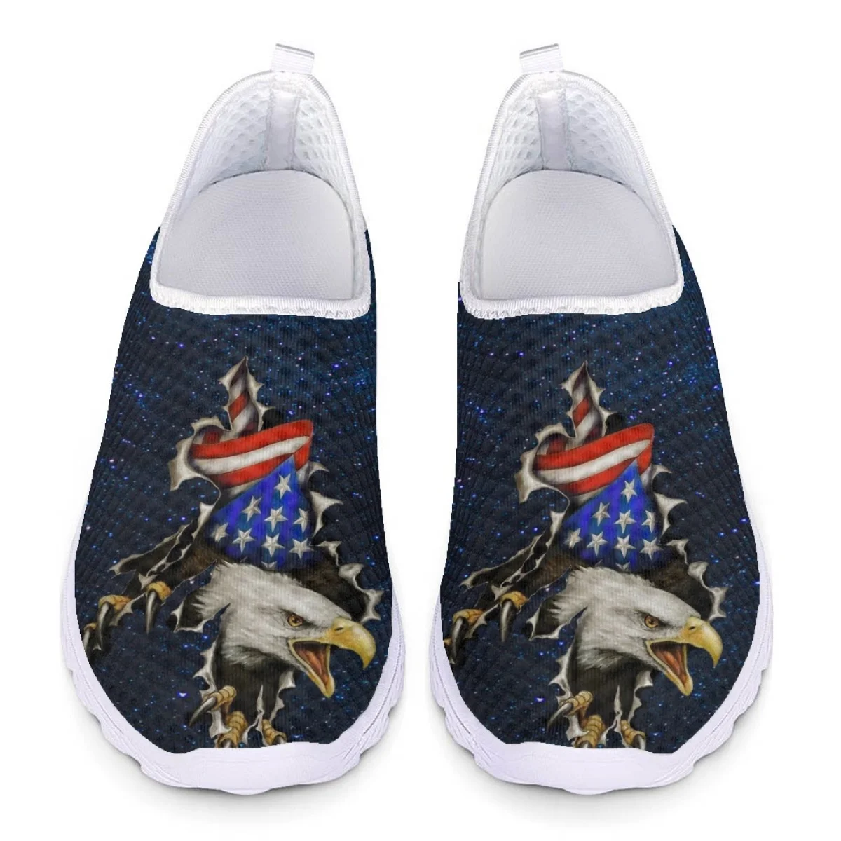 

Nopersonality Flat Sneakers Female Star Banner Eagle Pattern Creative Shoes Popular Sports Fitness Shoe Mesh Material Breathable