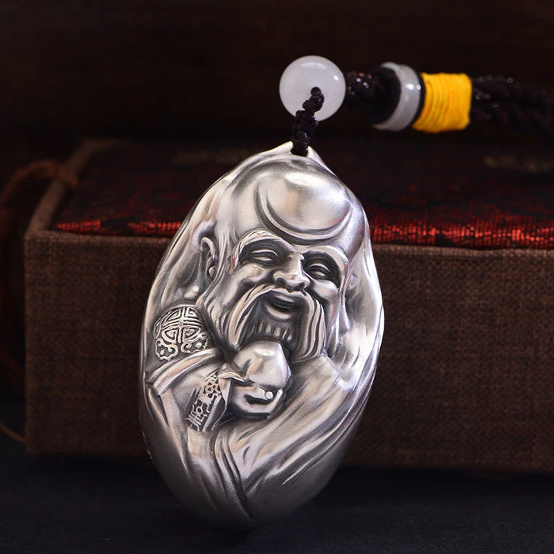 

New Shou Xing Silver Wenwan Creative Gift Ornaments Toy Small Pendant Car Interior Chinese Style Retro Accessory