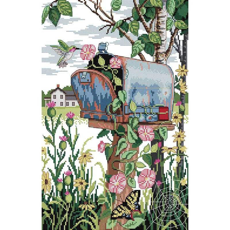 

Cross Stitch Stamped Kits 14CT Printed Embroidery Cloth Needlepoint Kits Easy Patterns For Morning Glory And Bird