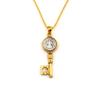 2pcs saint benedict medal cross key alloy charms pendant necklaces travel protection pendants necklaces a 577d