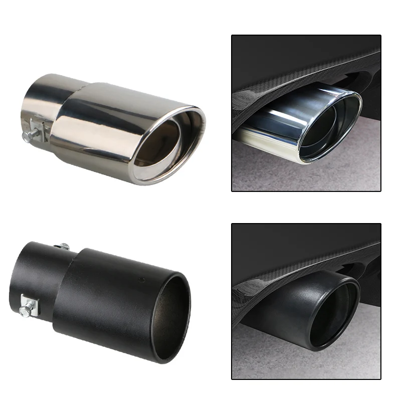 

Car Exhaust Systems Muffler Silver black Burnt Blue Colorful Exhaust Muffler Tip Stainless Steel Pipe Silver Rear Tail Throat