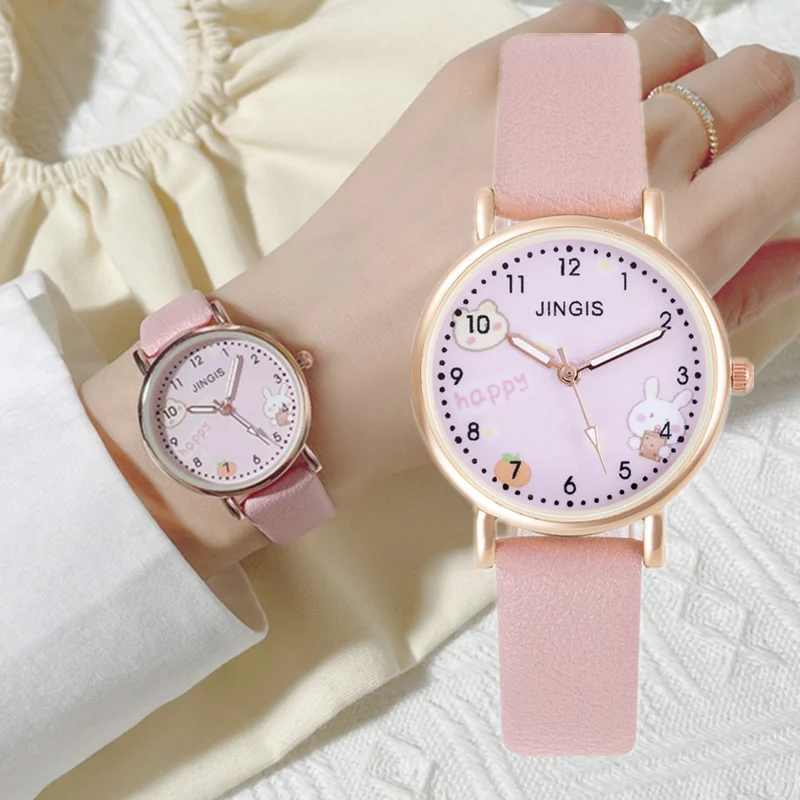 Reloj de pulsera informal de cuero para niñas, relojes bonitos para niños,...