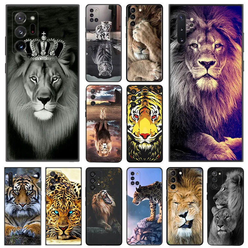Phone Case for Samsung A35 5G A55 A02 A03 A04 A05 S8 S9 Note 10 Plus 9 8 A05S A04E Tiger King Lion Soft Black Silicone Cover