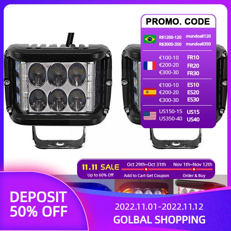 

Mini Offroad LED Bar 12V 24V Square LED Work Light for Car Truct Boat Tractor 36W Spotlight LED Light Bar Headlights Fog li Y6R7