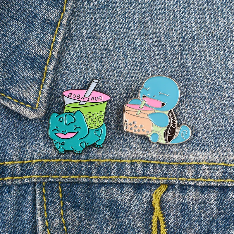 

Pokémon Squirtle Enamel Pins Bulbasaur Cartoon Cute Girl Brooches Denim Shirt Lapel Pin Bag Punk Cool Jewelry Gift for Friends