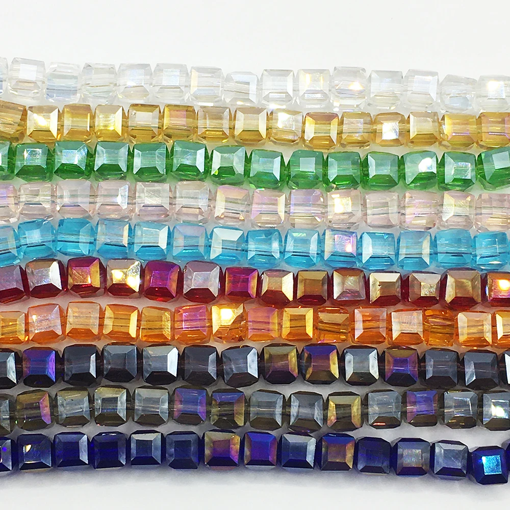 

2/3/4/6/8/10MM Austrian Glass Square Beads AB Colors Spacer Cube Beaded Crystal For DIY Making Jewelry Needlework Accessories