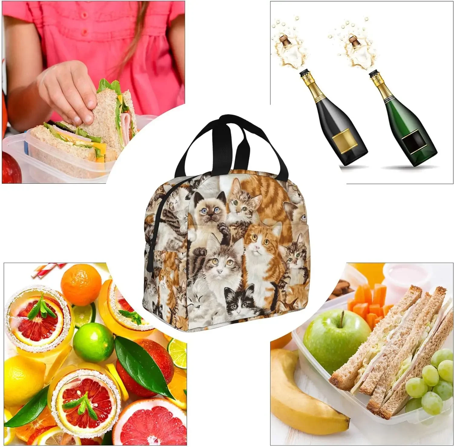 Сумка-холодильник с милым котом для путешествий/пикника/работы