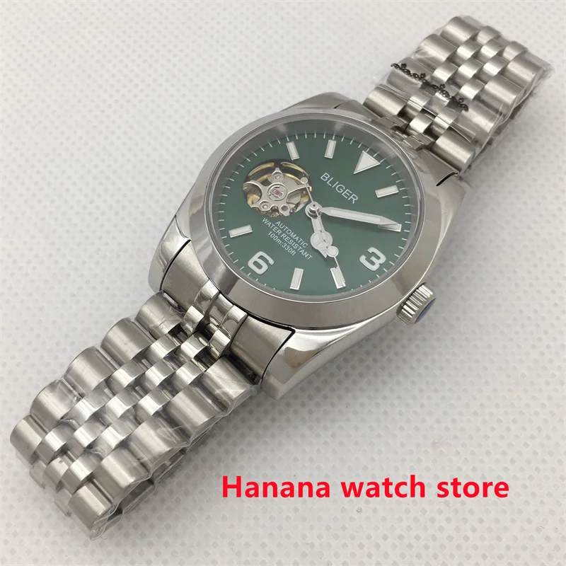 Зеленый светящийся циферблат с черепом NH38A 36 мм/39 мм Japan NH38 автоматический мужской