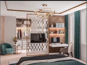

Light luxury entrance metal screen partition living room decoration Nordic style light luxury TV screen