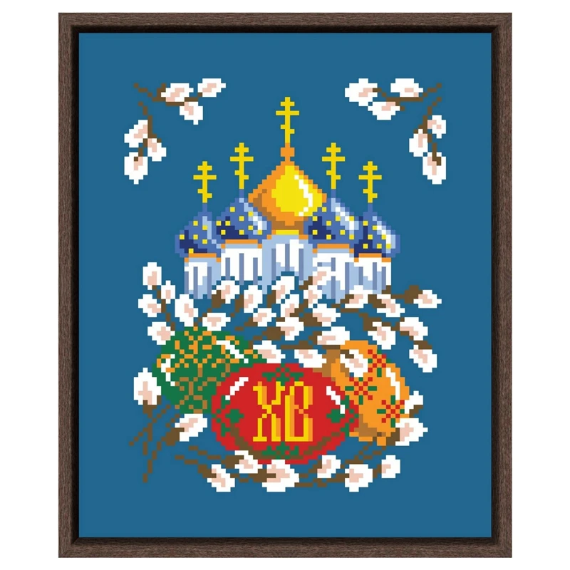 

Castle B cross stitch kit small pattern package 18ct 14ct 11ct denim blue cloth cotton thread embroidery handmade needlework