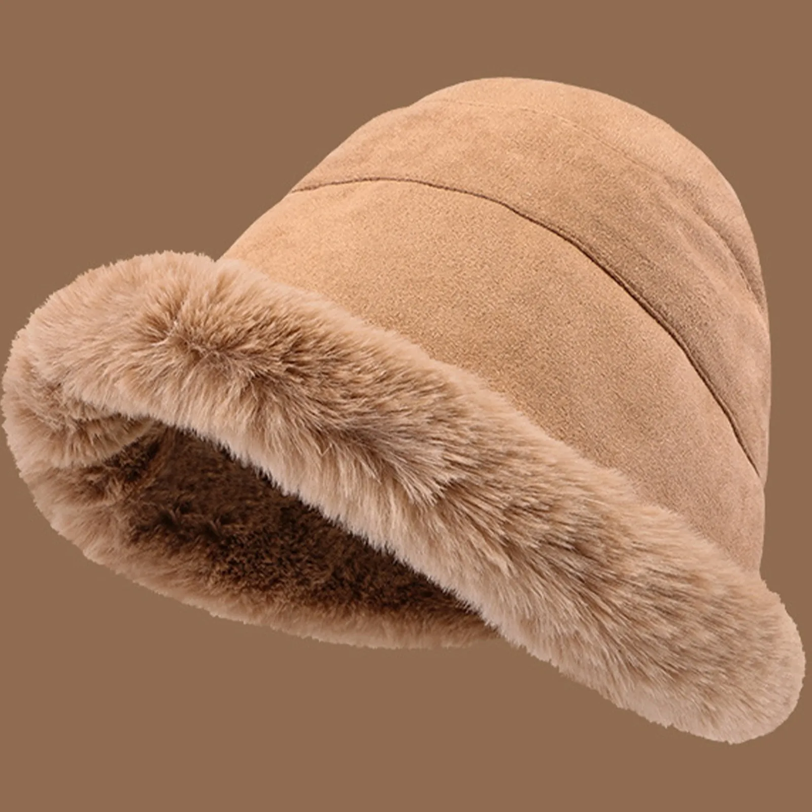 

Women's Solid Color h Fisherman Hat Winter Warm Earflap Japanese Style Thickened Rolled Edge Cap Plane Hat