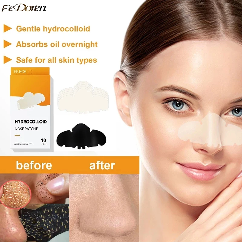 

Blackhead Remover Nose Mask Hydrocolloid Black Dots Patches Deep Cleansing Skin Care Shrink Pore Acne Treatment Nose Clean 10pcs