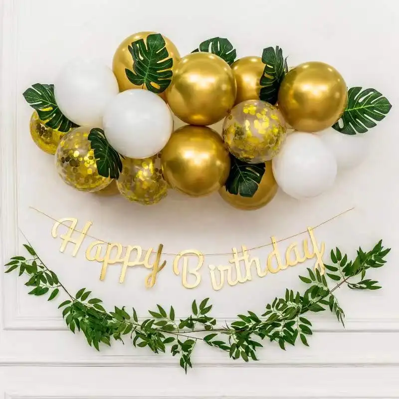 

37 шт./компл. цепочка с воздушными шарами на день рождения, хромированная Золотая Белая Гирлянда, детская цепочка на 1-й день рождения, домашня...