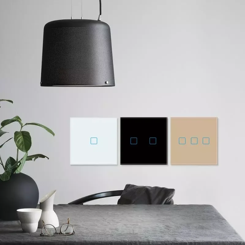 

Touch Switch LED Crystal Glass Panel Wall Lamp Light Switch 1/2/3 Gang AC100-240V LED Sensor EU Standard Switches Interruttore