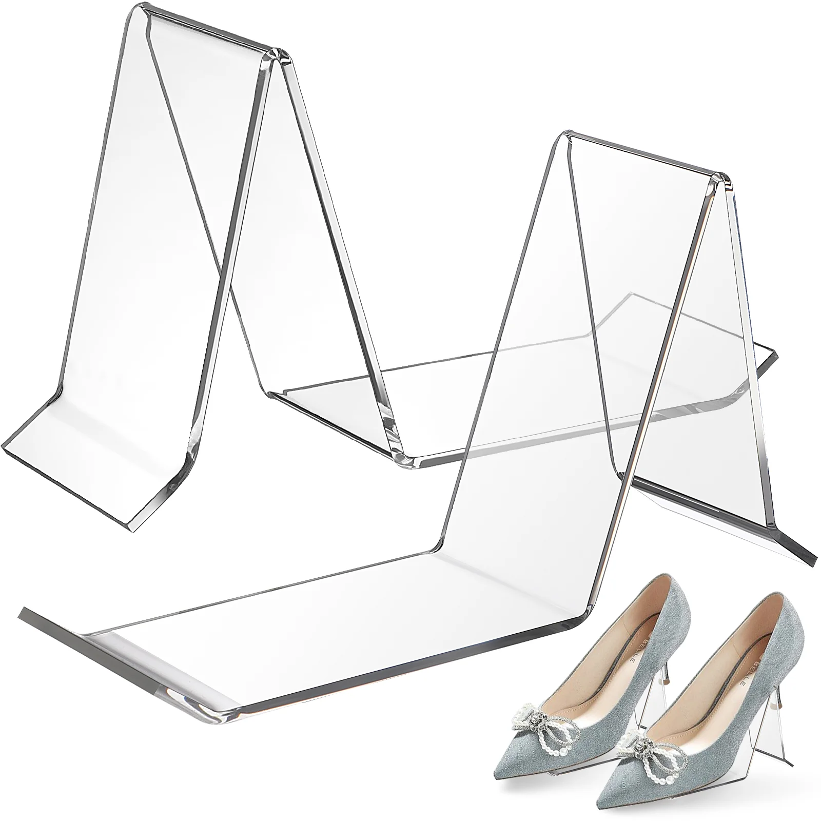 

2 Pcs Shoe Support Acrylic Display Stands Racks Store Shoes Clear High Heel Sandal Men Women Sport Sandals