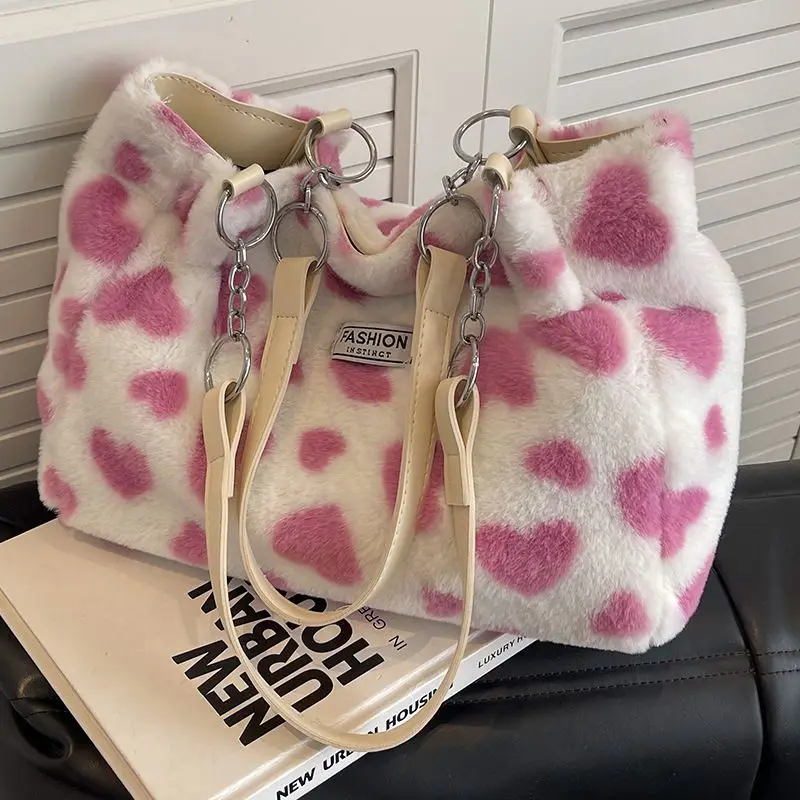 

Plush Bags Female Large Capacity 2023 New Fashion Versatile Autumn and Winter Shoulder Bag Class Commuting Tot Bag
