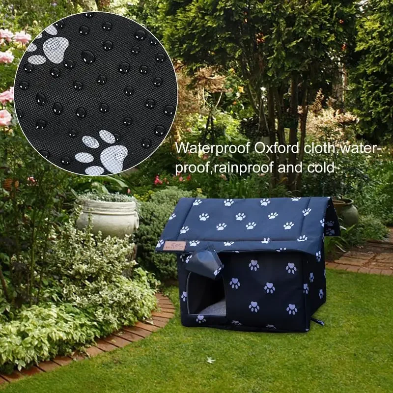 

NEW Cats House Waterproof Outdoor Keep Warm Pet Cat Cave Beds Warm Cat Shelter Weatherproof Cat Bed With Door Curtain