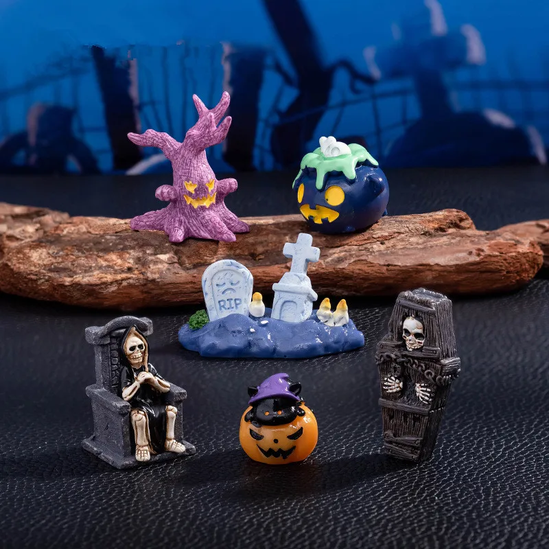 Статуэтки миниатюры домик с надгробием на дереве Хэллоуин миниатюрные