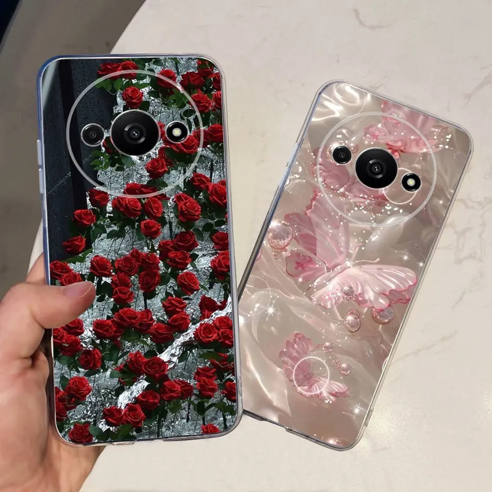 Чехол для Xiaomi Redmi A3 A3x чехол телефона бабочка цветок красочный женский прозрачный