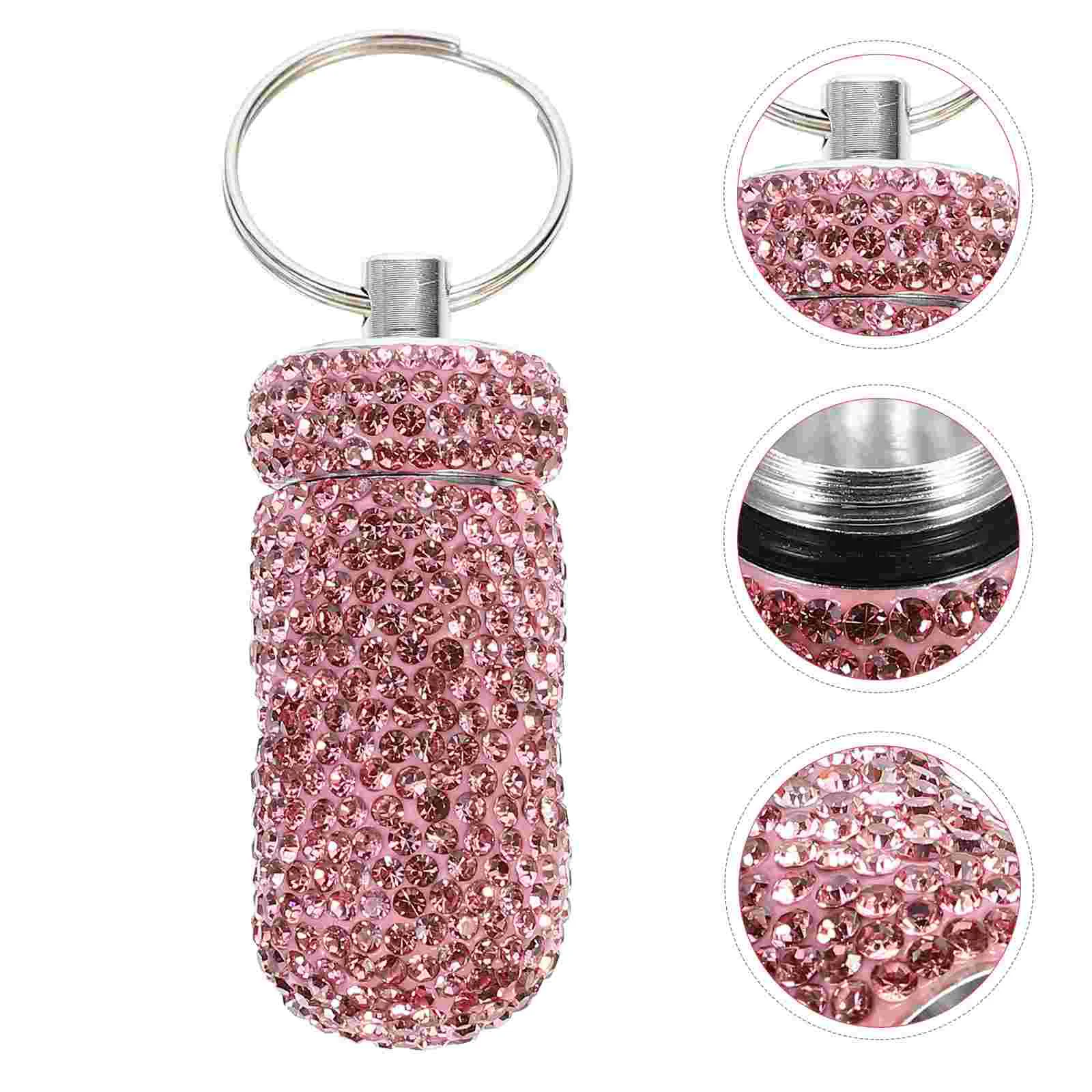 

Metal Keychain Mini Box Medicine Case Travel Container Pocket Tablet Bottle
