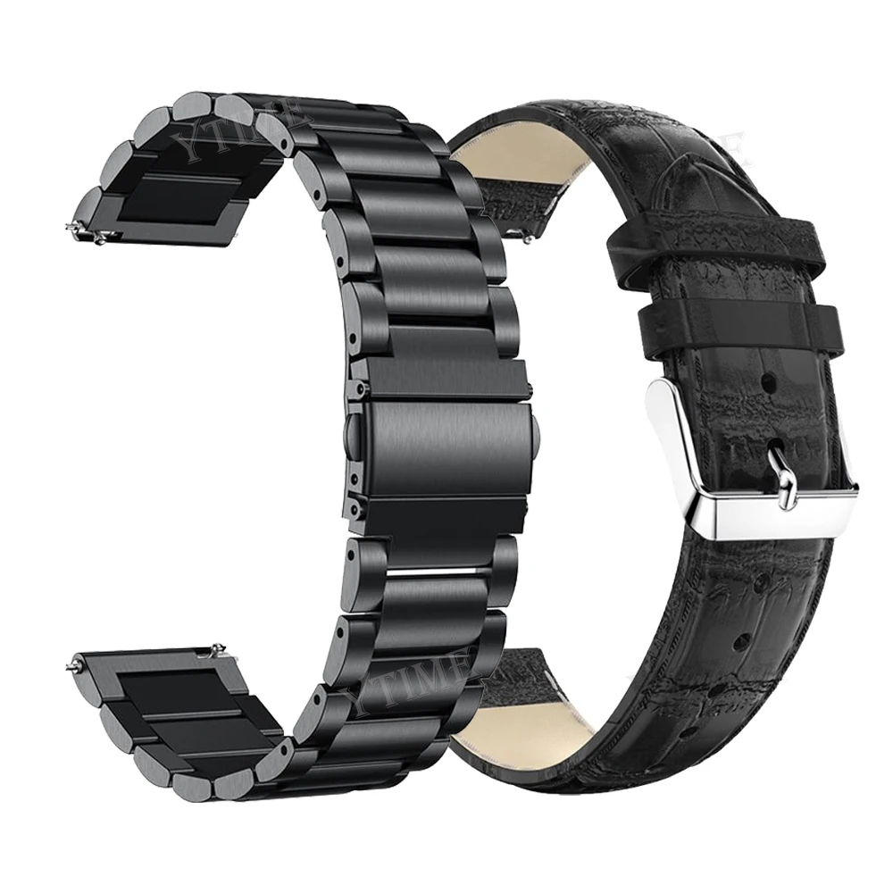 

Кожаный браслет из нержавеющей стали для Huawei Watch 3 Pro/ GT 3 2 46 мм/Honor Magic 2 46 мм/GS Pro 3, ремешок для часов, 22 мм