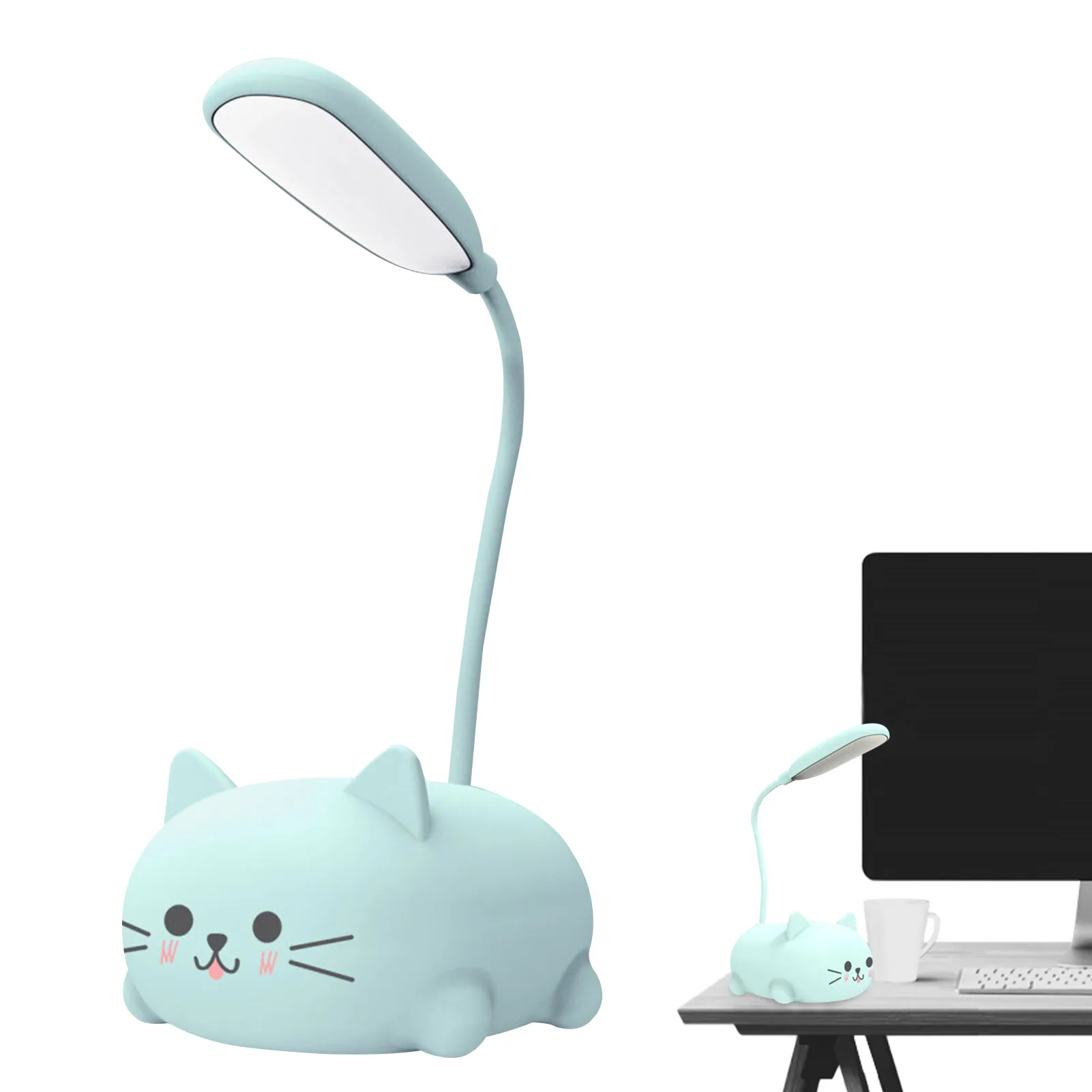 Mini Cat USB Lamp LED Desk Lamp For Kids 360 Adjustable Cute Warm Night Light USB Charging Table Lamp Bedroom Desktop Decoration