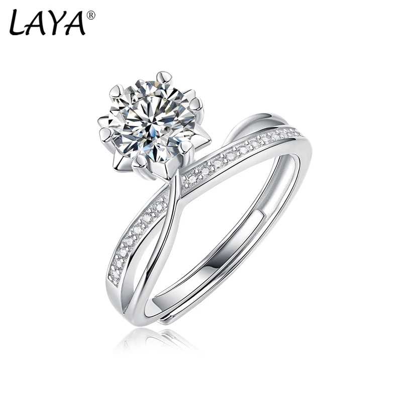 

LAYA Classic Six Claw 1ct Moissanite Ring Round Brilliant Cut Diamond Test Passed Moissanite Diamond Solitaire Rings For Women