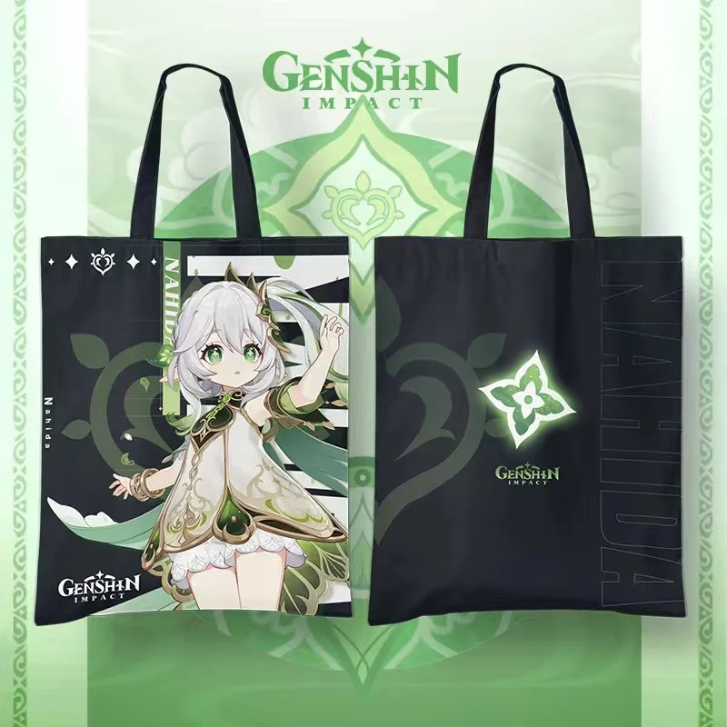 

Anime Game Genshin Impact Baizhu Beelzebul Balladeer Nahida Series black Canvas bag handbag The single shoulder bag Shopping bag