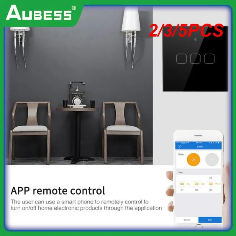 

2/3/5PCS 1/2/3 Gang Tuya Wifi Smart Touch Switch Anti-scratch Touch Tempered Wifi Switch Voice Control Home Wall Button Timing