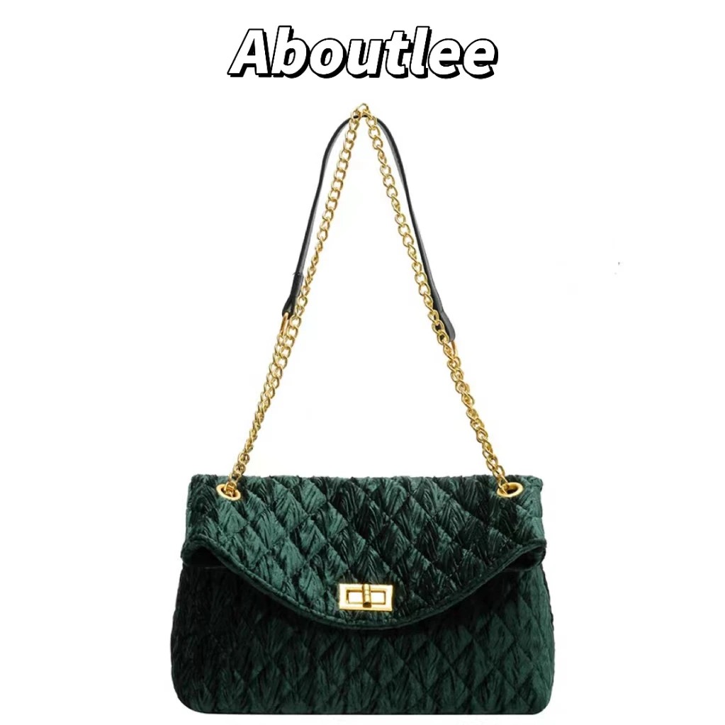 

Aboutlee 2023 New Vintage Chain Decoration Luxury Women'S Shoulder Bag Fashion Brands Flap Crossbody Bag Solid Color Mini Wallet