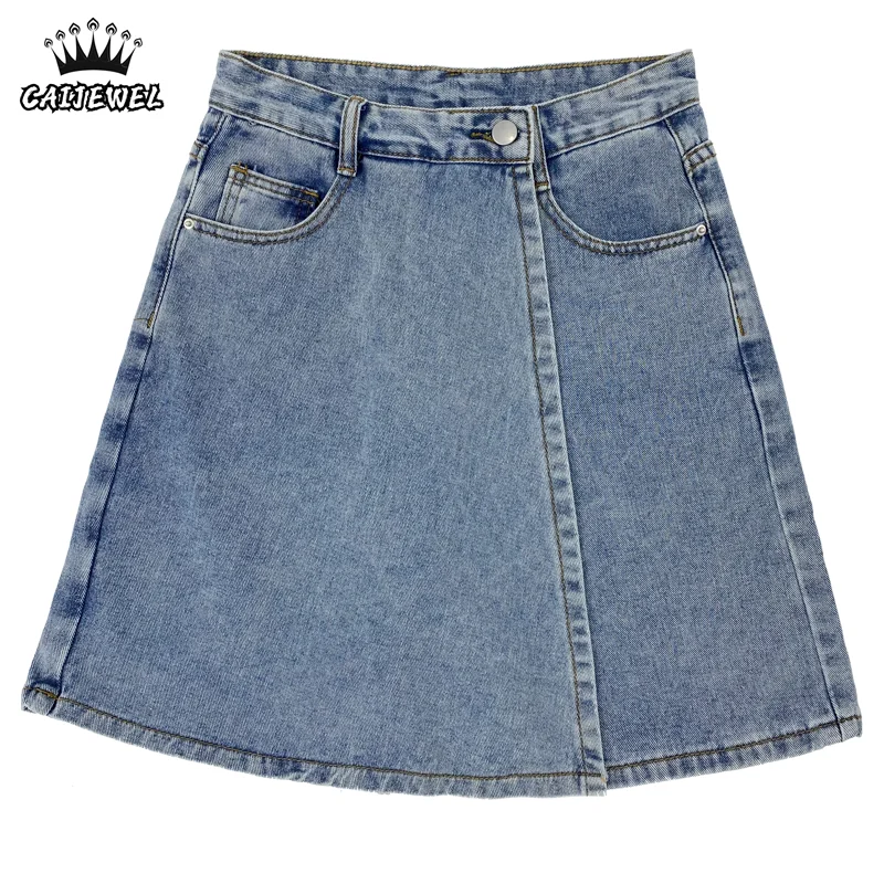 

Women's Denim Shorts Half Body Skirt Vintage A Word High Waist Casual Korean Fashion Baggy Plus Size Short Skirt Ladies Summer