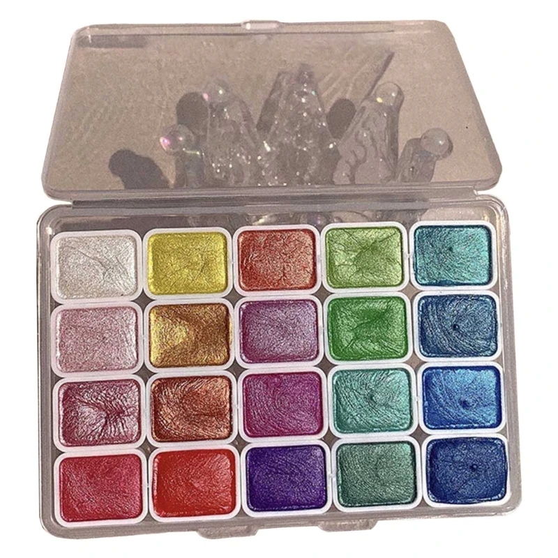 20 цветов блестящие акварельные краски профессиональный набор художников для