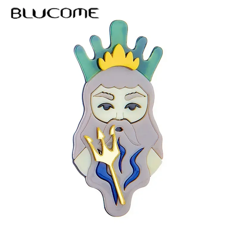 Женская Винтажная брошь Blucome зеленая из акрилового материала с изображением мифа