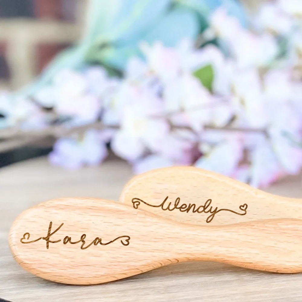 

Personalized Text Pattern Custom Name Baby Hair Brush Engraved Wood Brush Unisex Newborn Baby Gifts Perfect Newborn Gifts