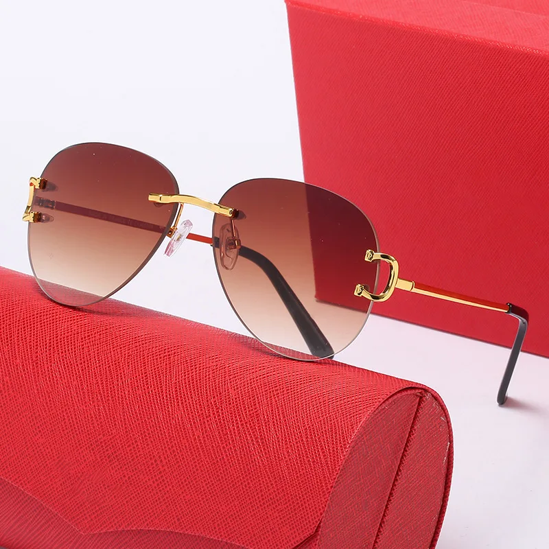 

Combination pack New Carter Luxury Brand Designer Frameless Toad Sunglasses for Female Driving Unisex Retro Sun Glasses