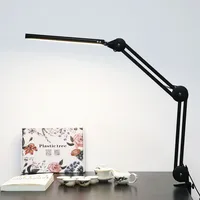 NEW LED Desk Lamp 3 Color Dimmable Reading Light USB Eye-Caring Clip-on Lamp with Memory Function Swing Arm Lamp Daylight Lamp