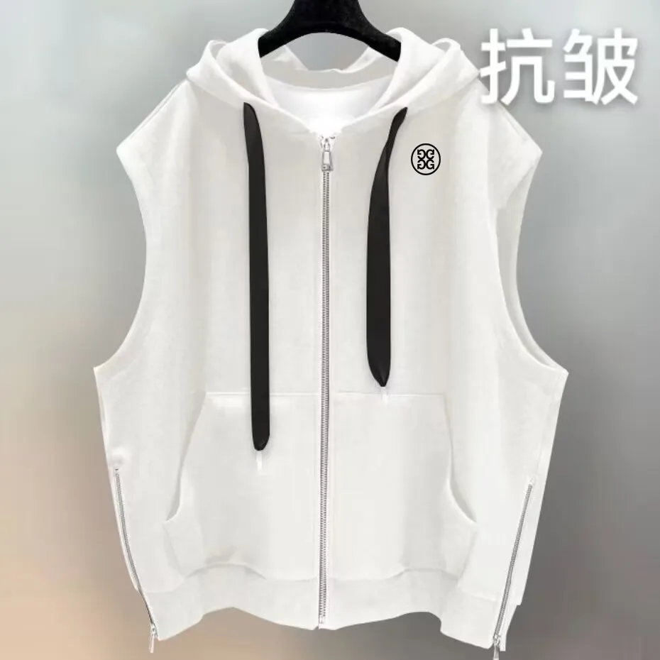 Golf Clothing New 2023 Golf Clothing Men's And Women's Summer Golf Hooded Vest Malbon Zipper Split Design