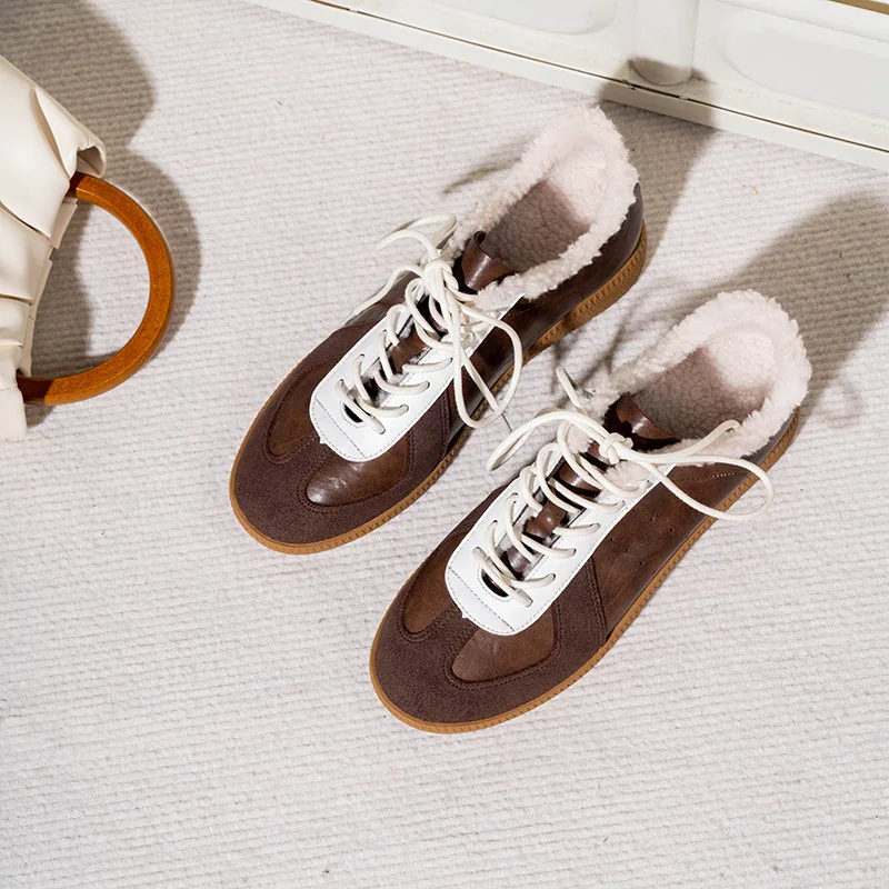2024 зимние немецкие тренировочные женские повседневные теплые туфли из овчины на