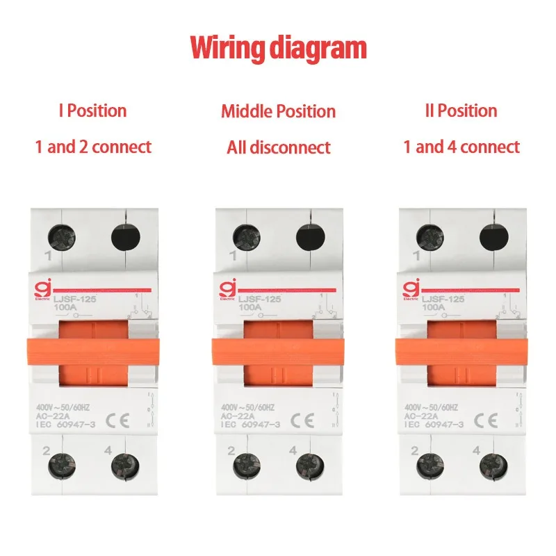 ZOII 3-позиционный 1P AC 100A 125A двойной мощный ручной резервный выключатель