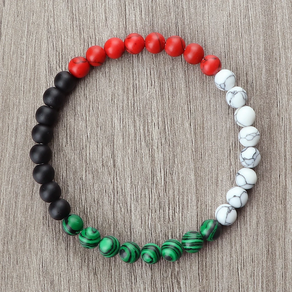 

Classic Natural Stone Palestine Flag Bracelet Men Women National Flag Beads Bracelet Christmas Prayer Beads Worship Jewelry Gift