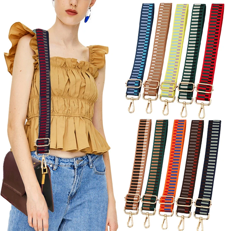 

3.8CM Wide Colorful Piano Key Jacquard Bag Strap Accessories For Handbags Shoulder Strap Crossbody Bag Strap Replacement Belts