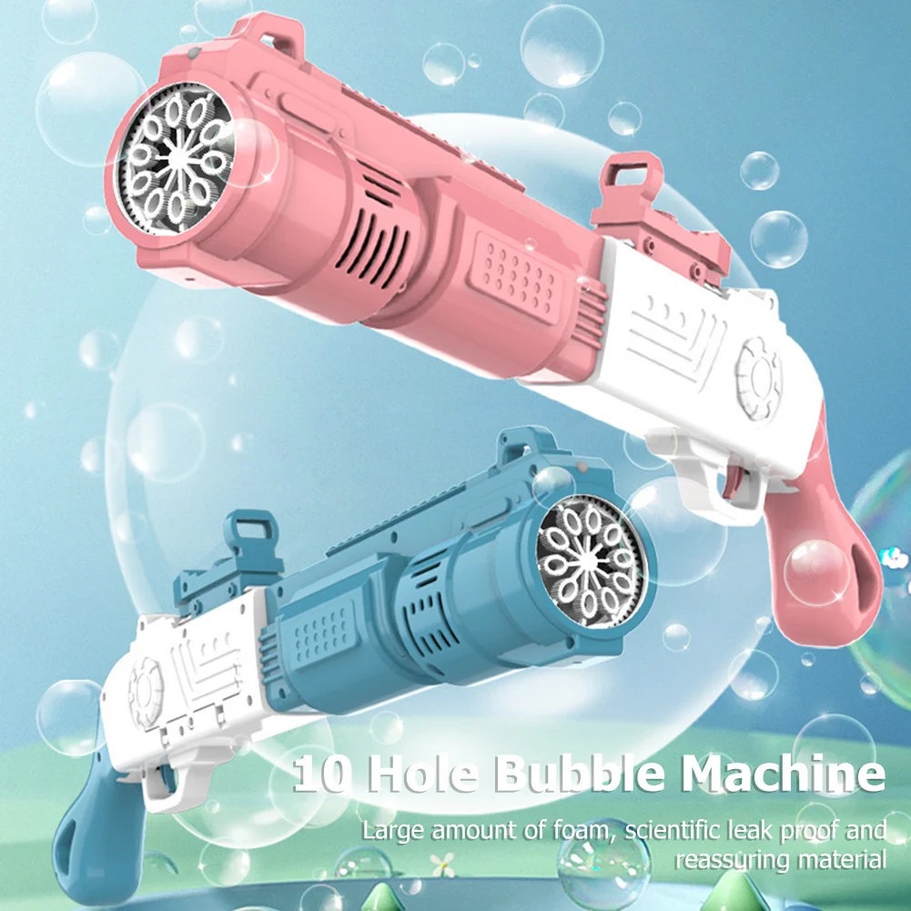 

10 Holes Built-in bubble liquid Rifle Bubble Gun Blower Electric Soap Bubble Machine Bath kids toys for children Toys for Girls