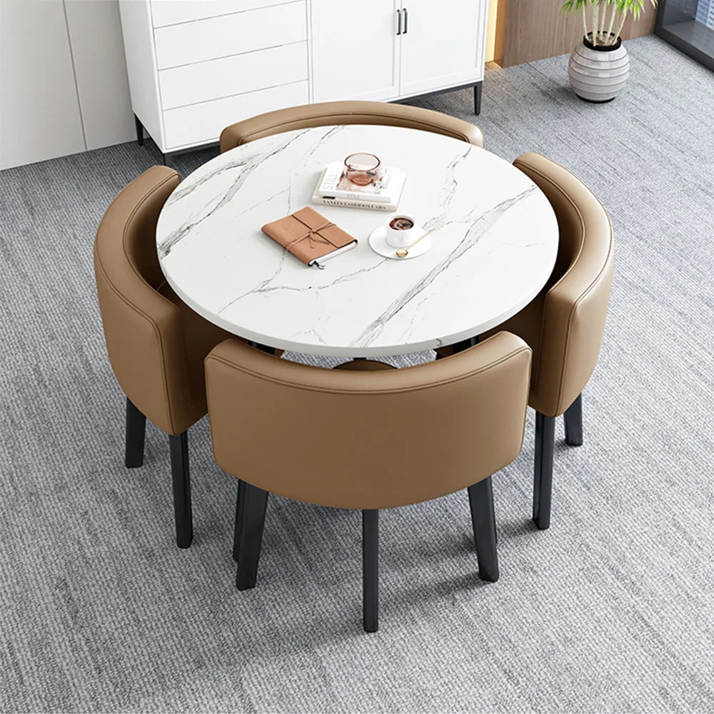 Набор серых столов для гостиной круглый стол мраморный обеденный 4 персоны