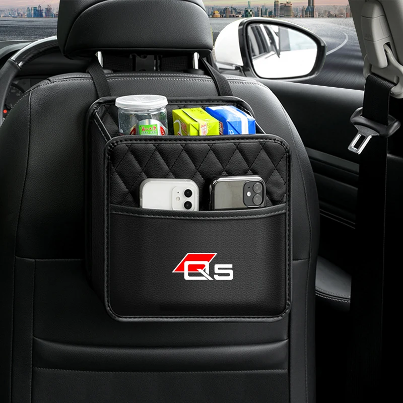 

Car Styling Storage Bag Leather High Capacity Seat Back Hanging Organizer Accessories For Audi Q5 A6 C5 C6 RS 4g A3 S5 8P 8V A4