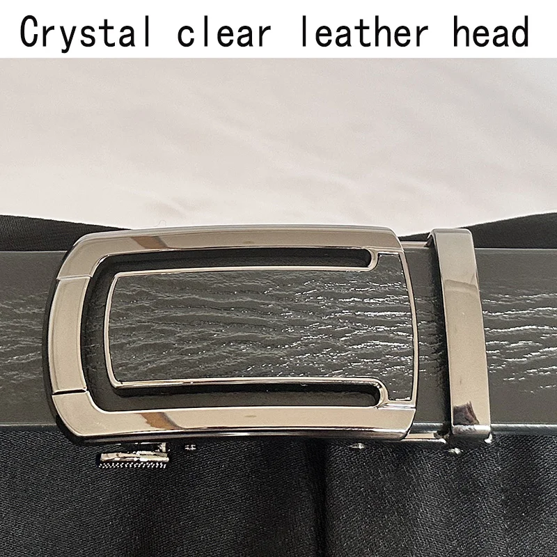 Men's Belt Automatic Buckle Pure Head Layer Cowhide Youth Leisure Belt Leather Business Belt Authentic Automatic Buckle Belt